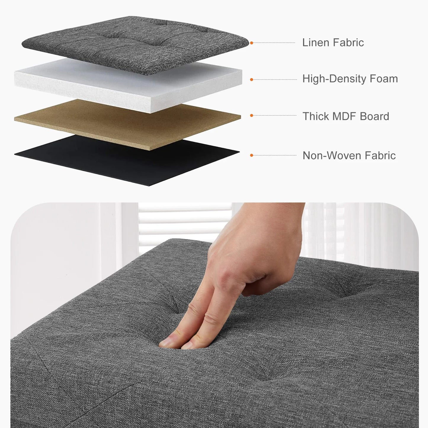 Folding Ottoman with Foam Seats