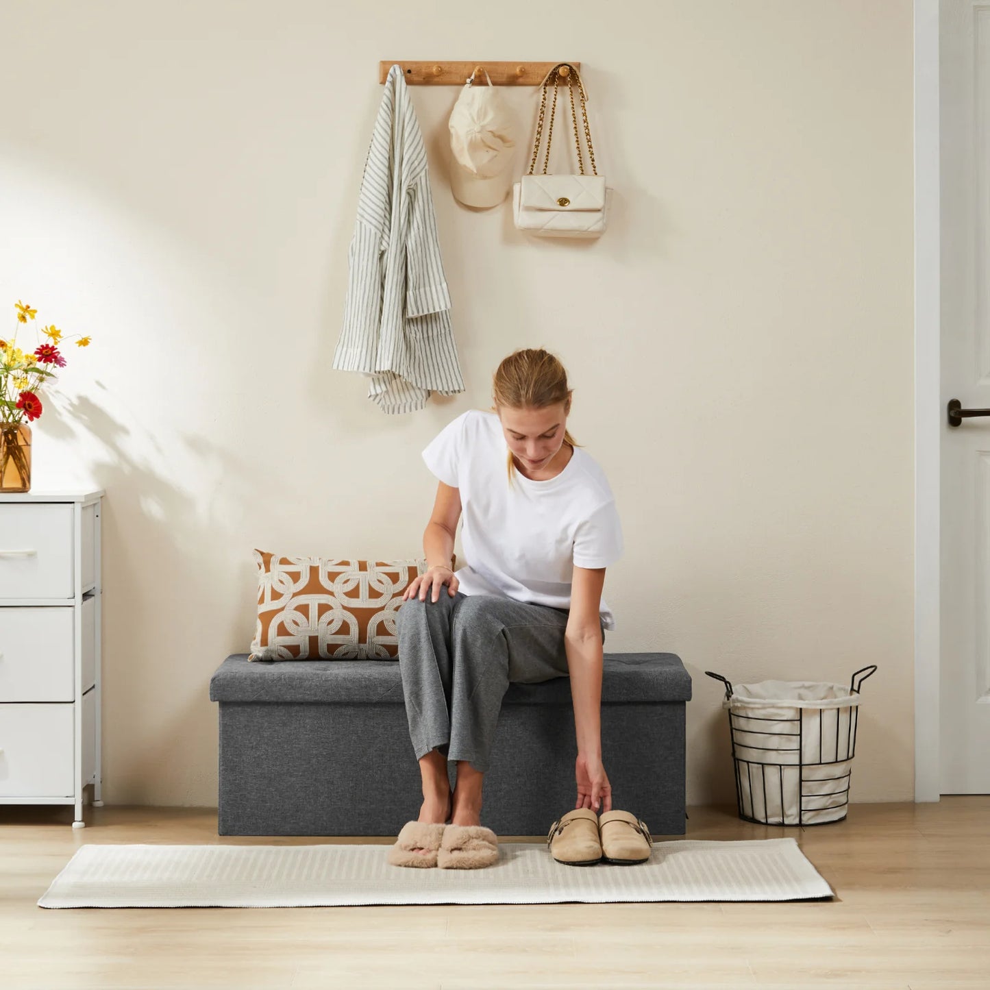Folding Ottoman with Foam Seats