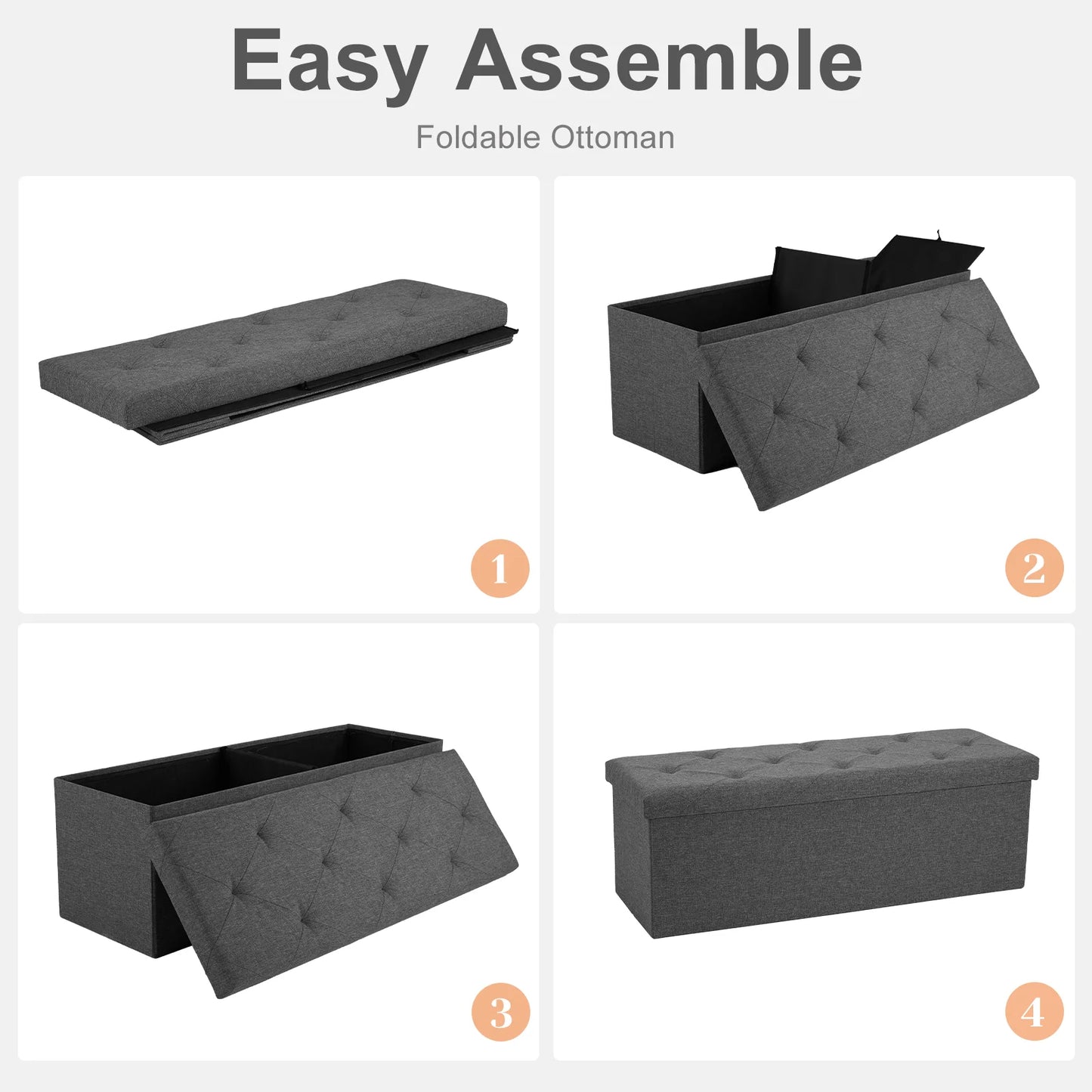 Folding Ottoman with Foam Seats