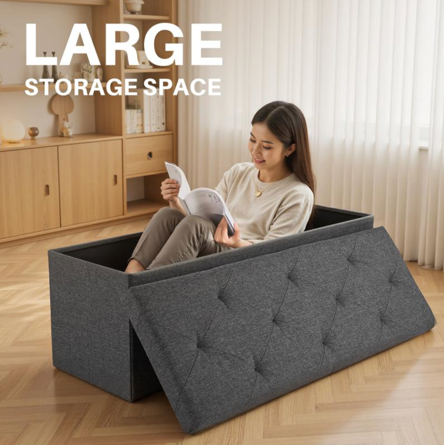 Folding Ottoman with Foam Seats