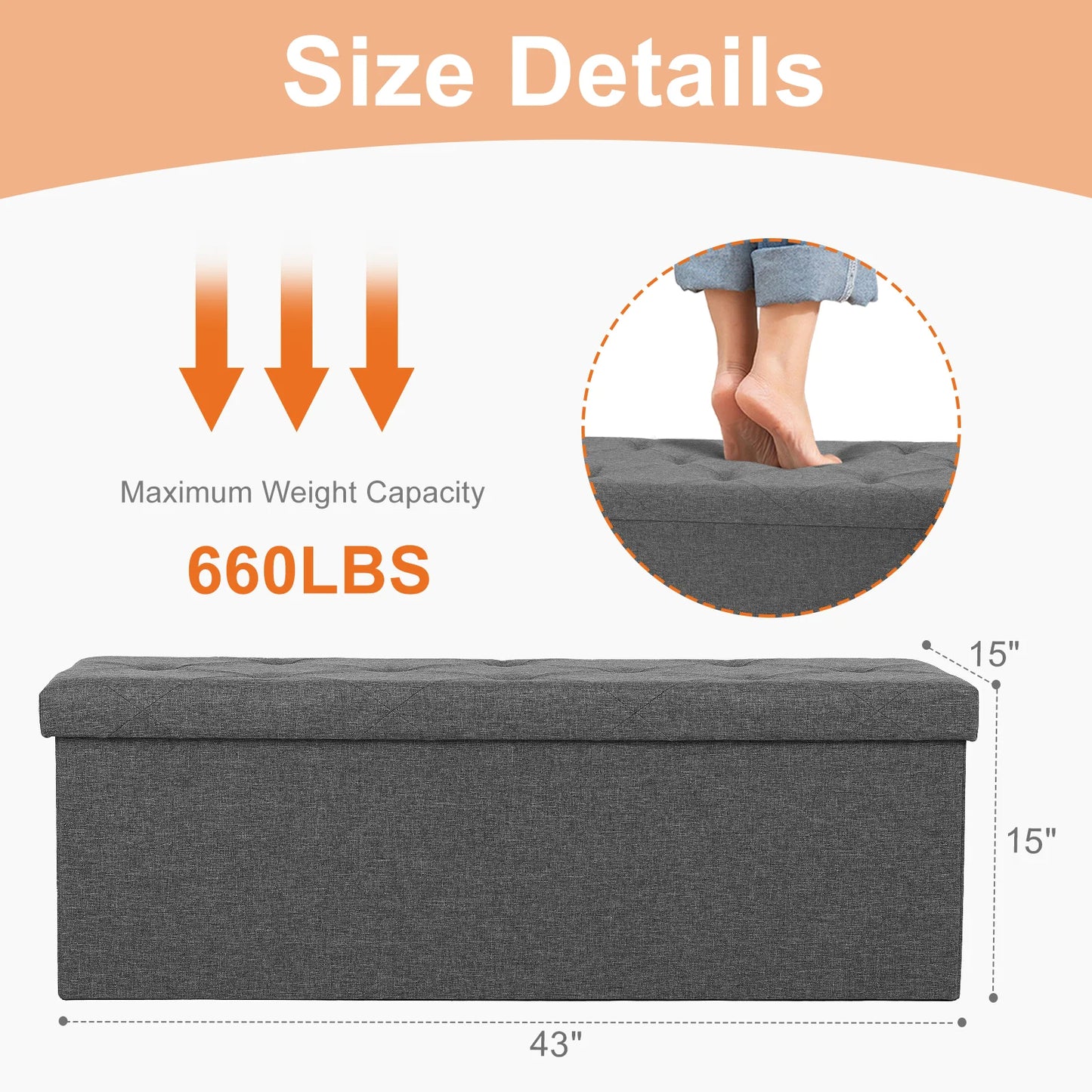 Folding Ottoman with Foam Seats